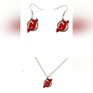 NHL New Jersey Devils Earrings /  Necklace Combo